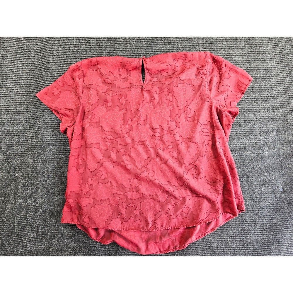 Torrid Blouse Top Womens 2 Maroon Sheer Floral Lace Overlay Keyhole Back Party - Picture 2 of 15